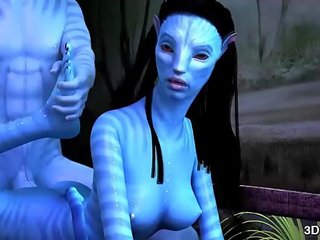 Avatar enchantress एनल गड़बड़ द्वारा विशाल नीला दस्ता