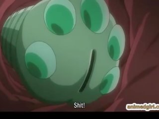 Busty hentai gets electric shocks and dildo robotic fucked